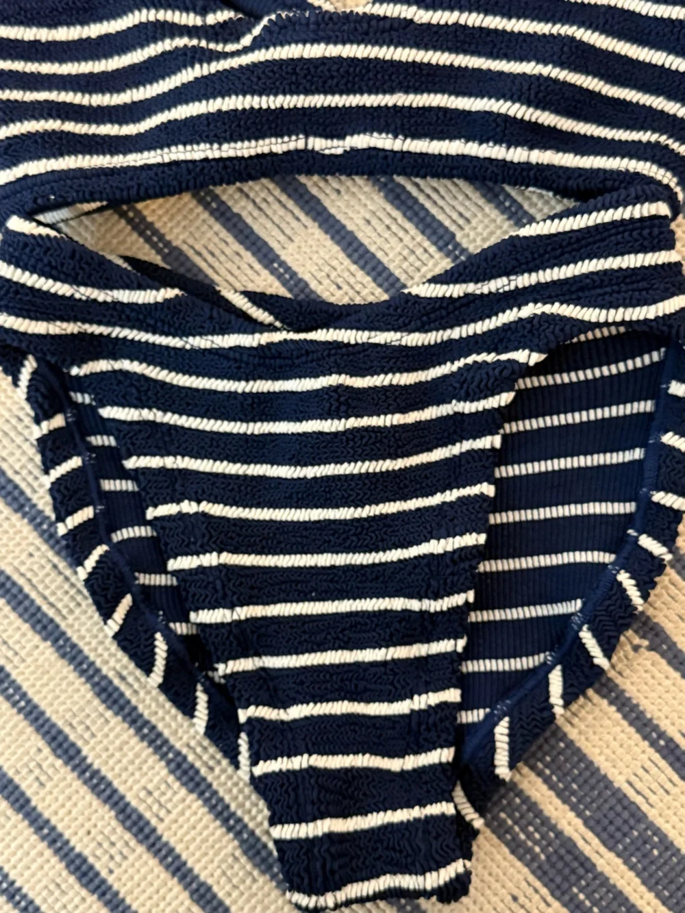 Hunza G Bonnie bikini in blue stripe
